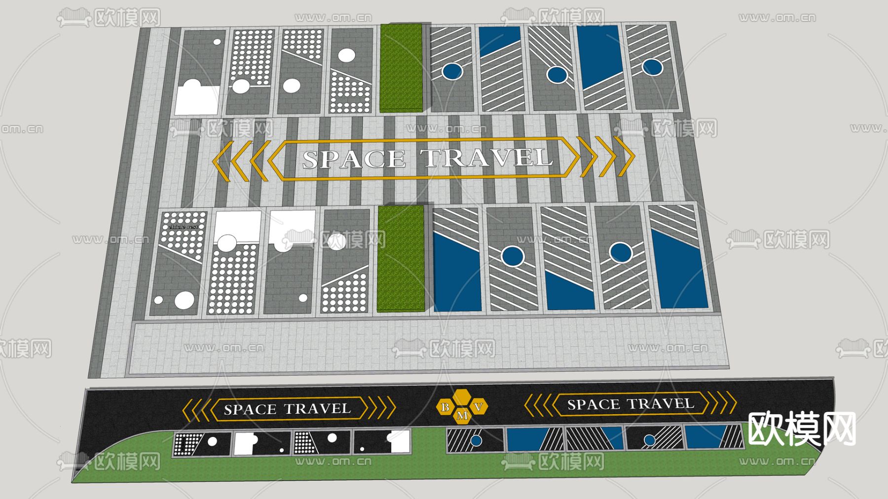 现代停车位su模型下载（渲染图3）