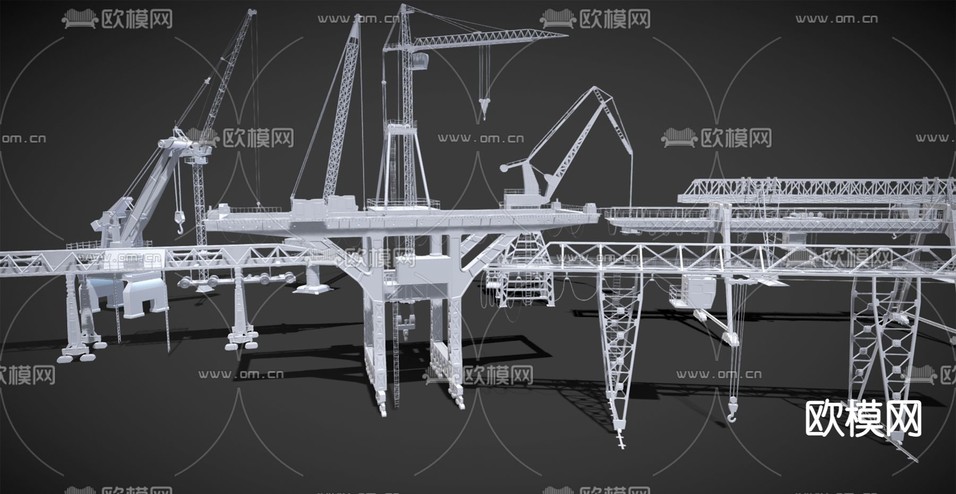 工业风起重机3d模型下载(渲染图3)