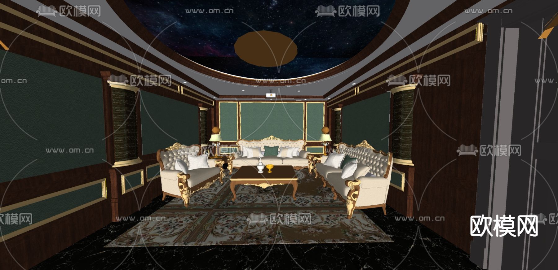 欧式影音室su模型下载