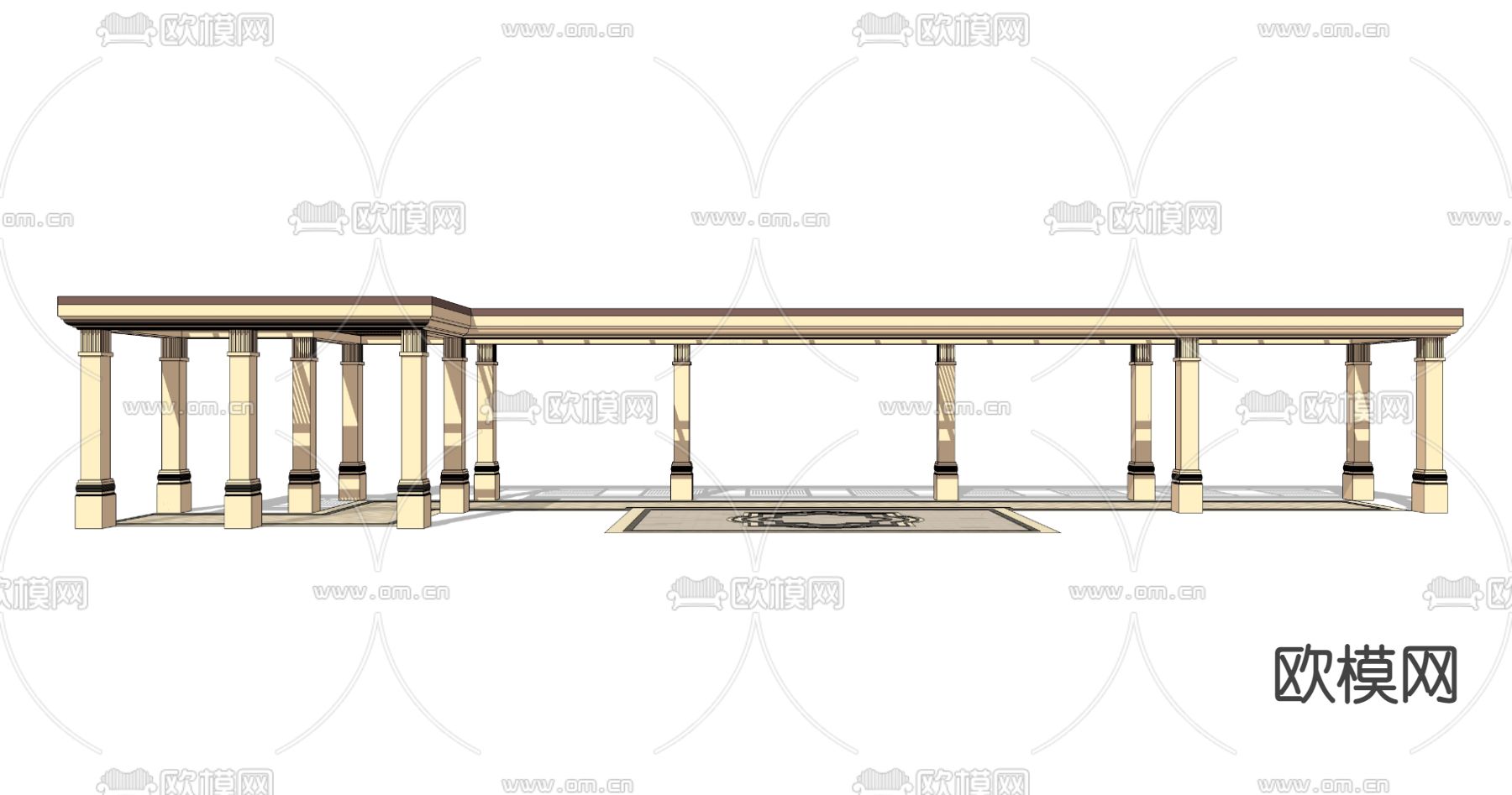欧式廊架凉亭su模型下载（渲染图4）
