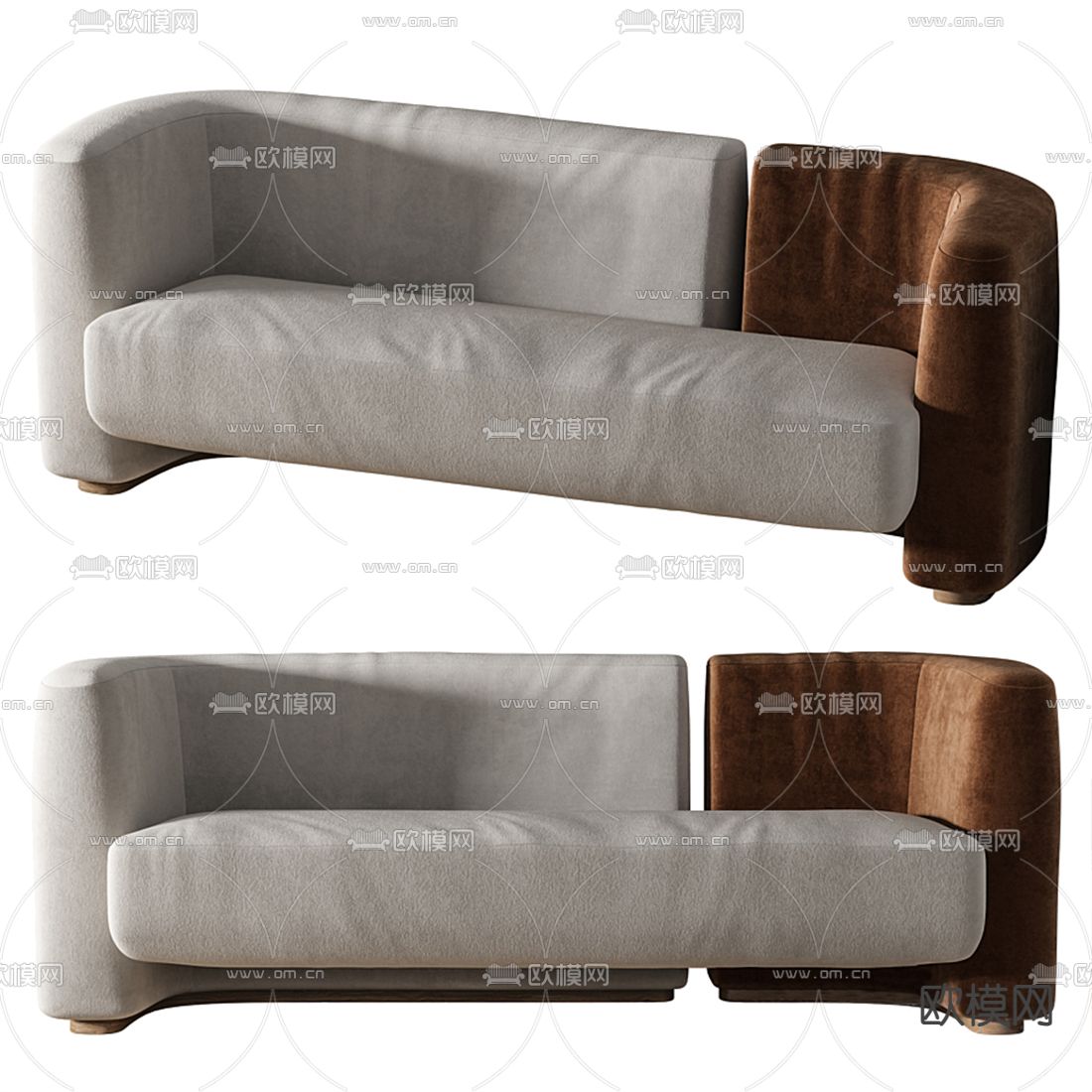 现代意式极简拼色休闲沙发3d模型下载