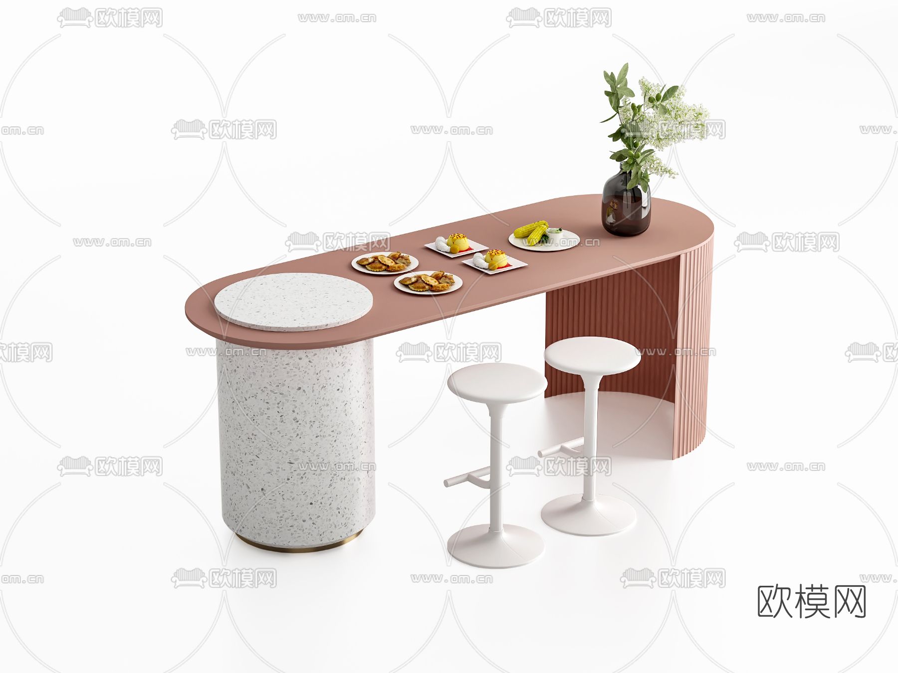 现代时尚吧台3d模型下载