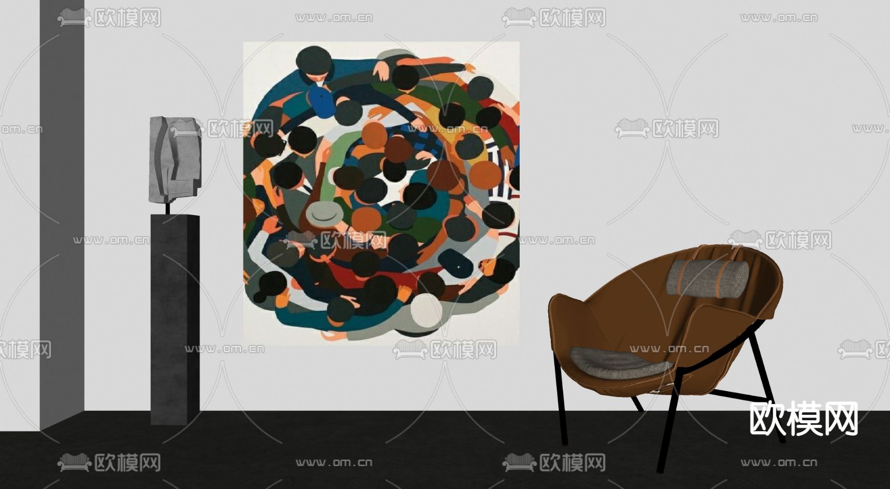 现代抽象装饰画su模型