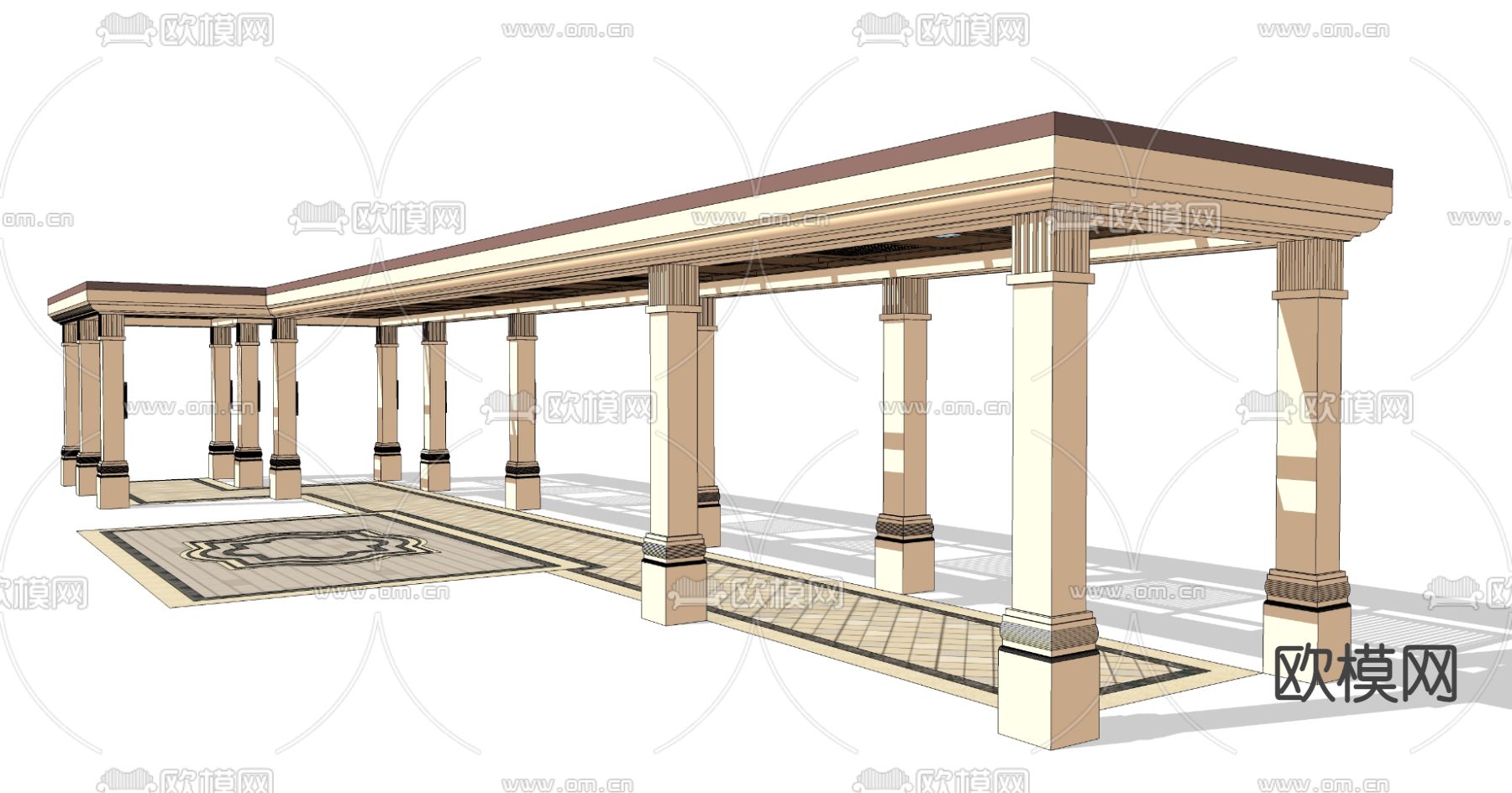 欧式廊架凉亭su模型下载（渲染图3）