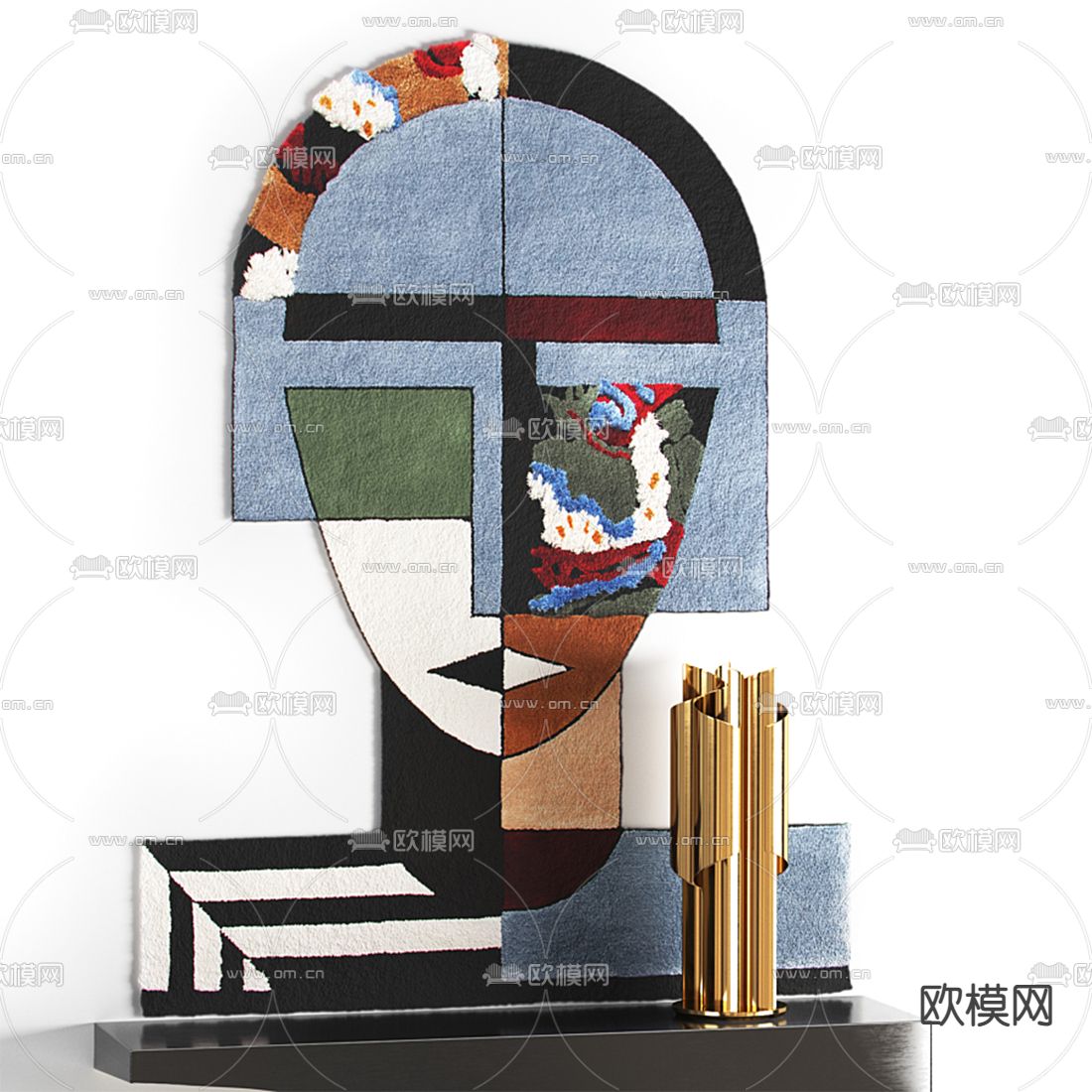 现代轻奢端景条案3d模型下载（渲染图4）