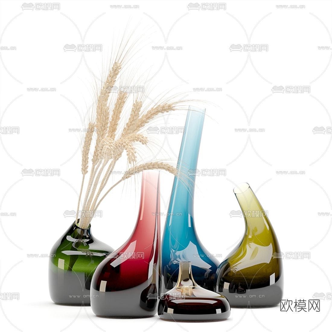 现代玻璃插花花瓶3d模型下载