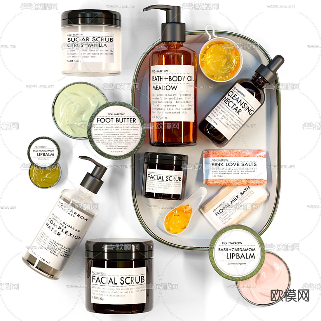 现代香薰沐浴露磨砂膏3d模型下载