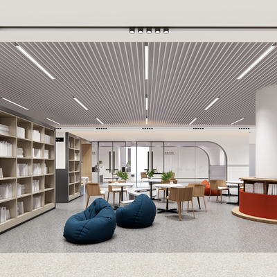  现代图书馆su模型 