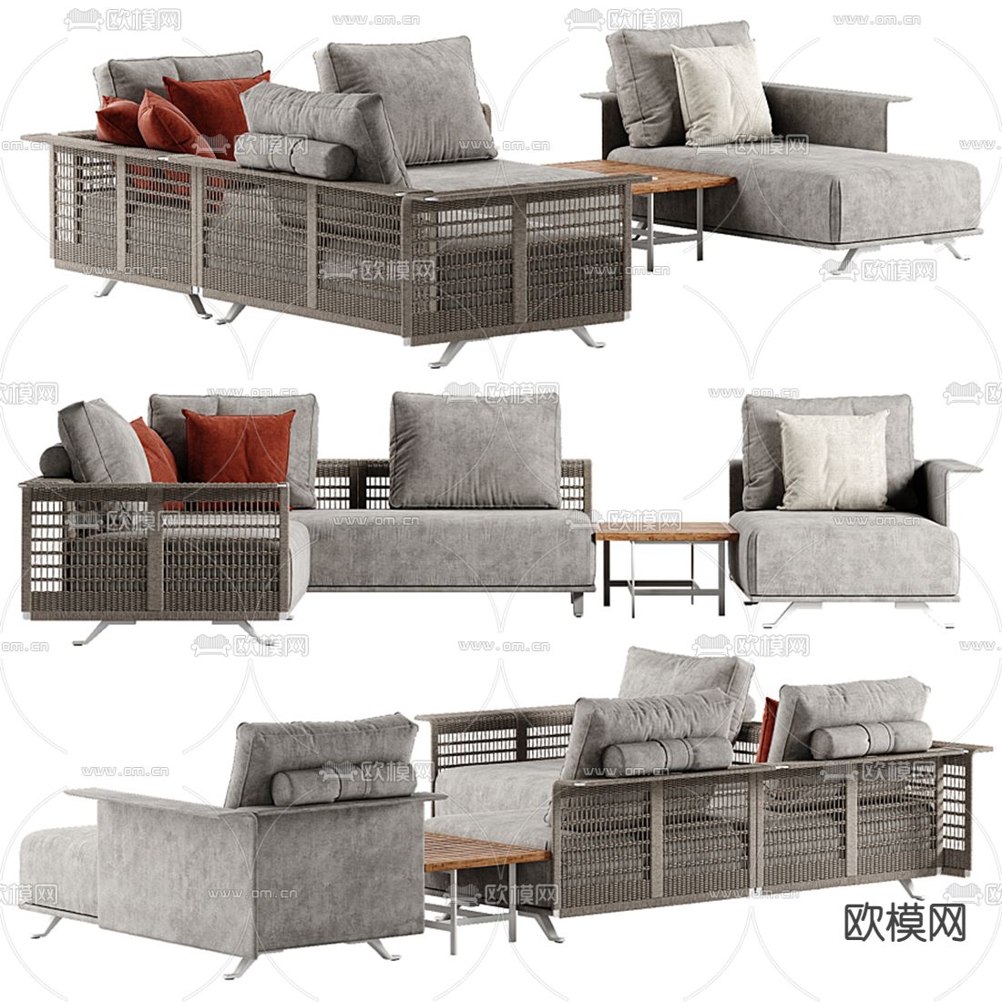 Poltrona Frau 布艺转角沙发33d模型下载（渲染图1）