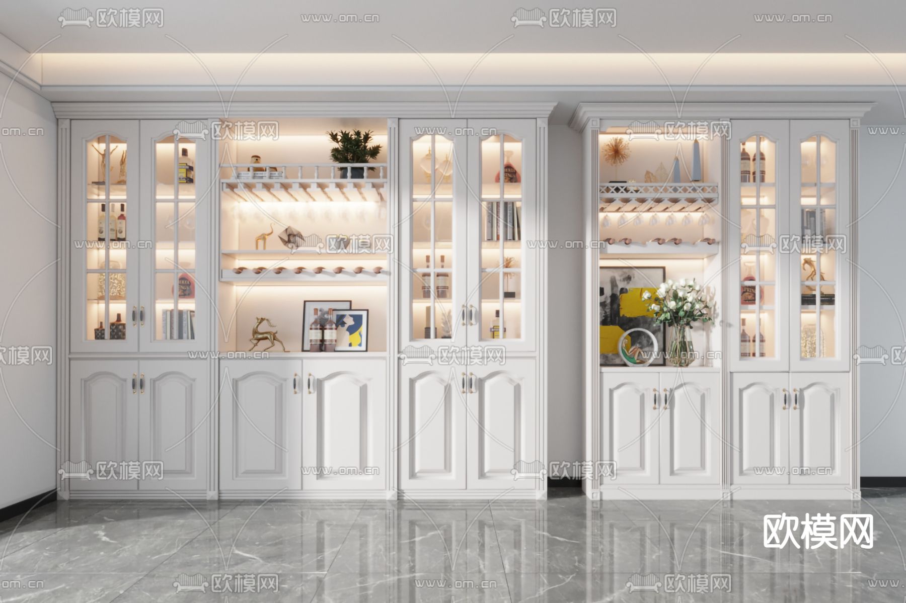 欧式酒柜su模型下载（渲染图1）