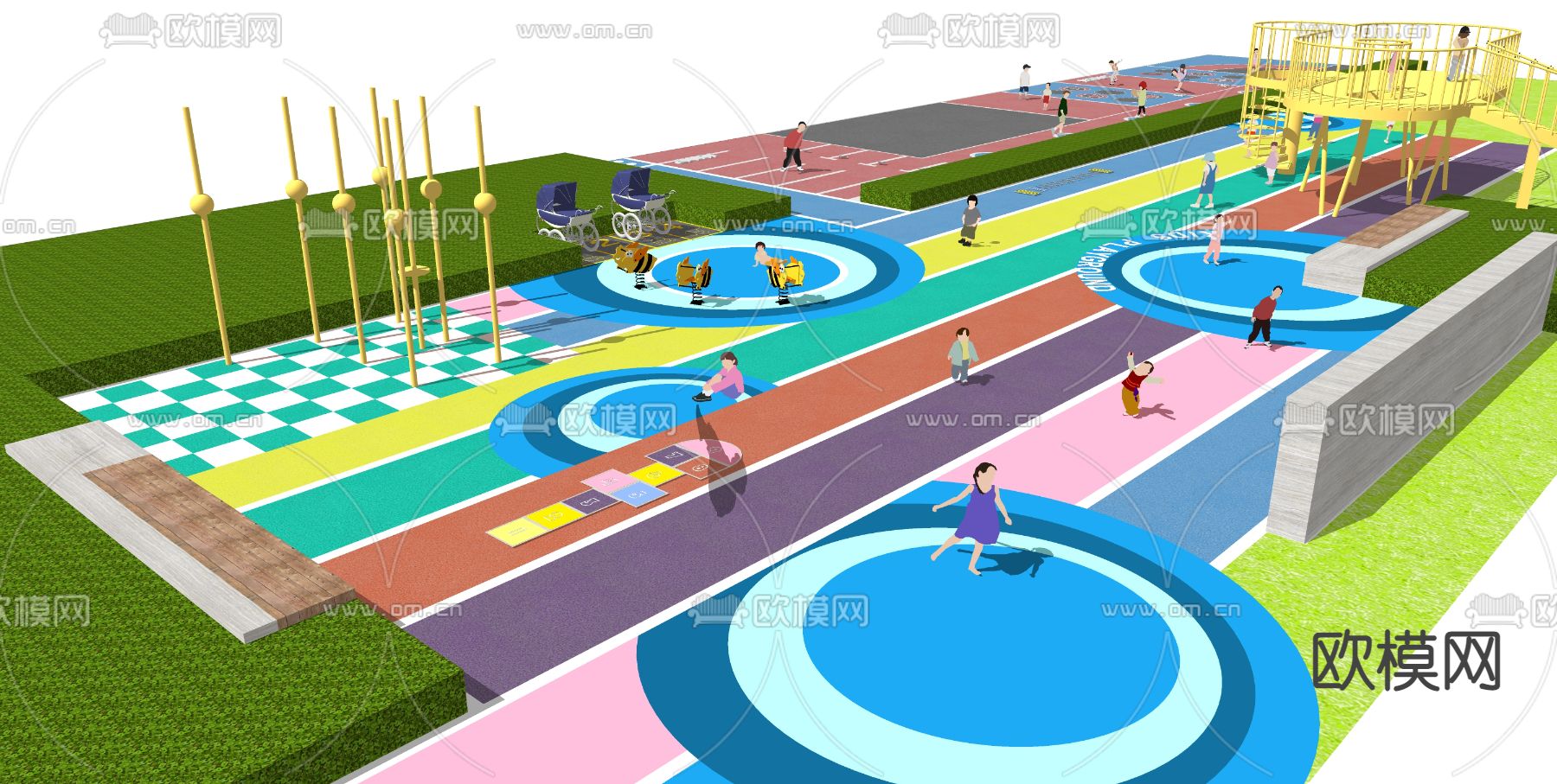现代儿童游乐区su模型下载（渲染图4）
