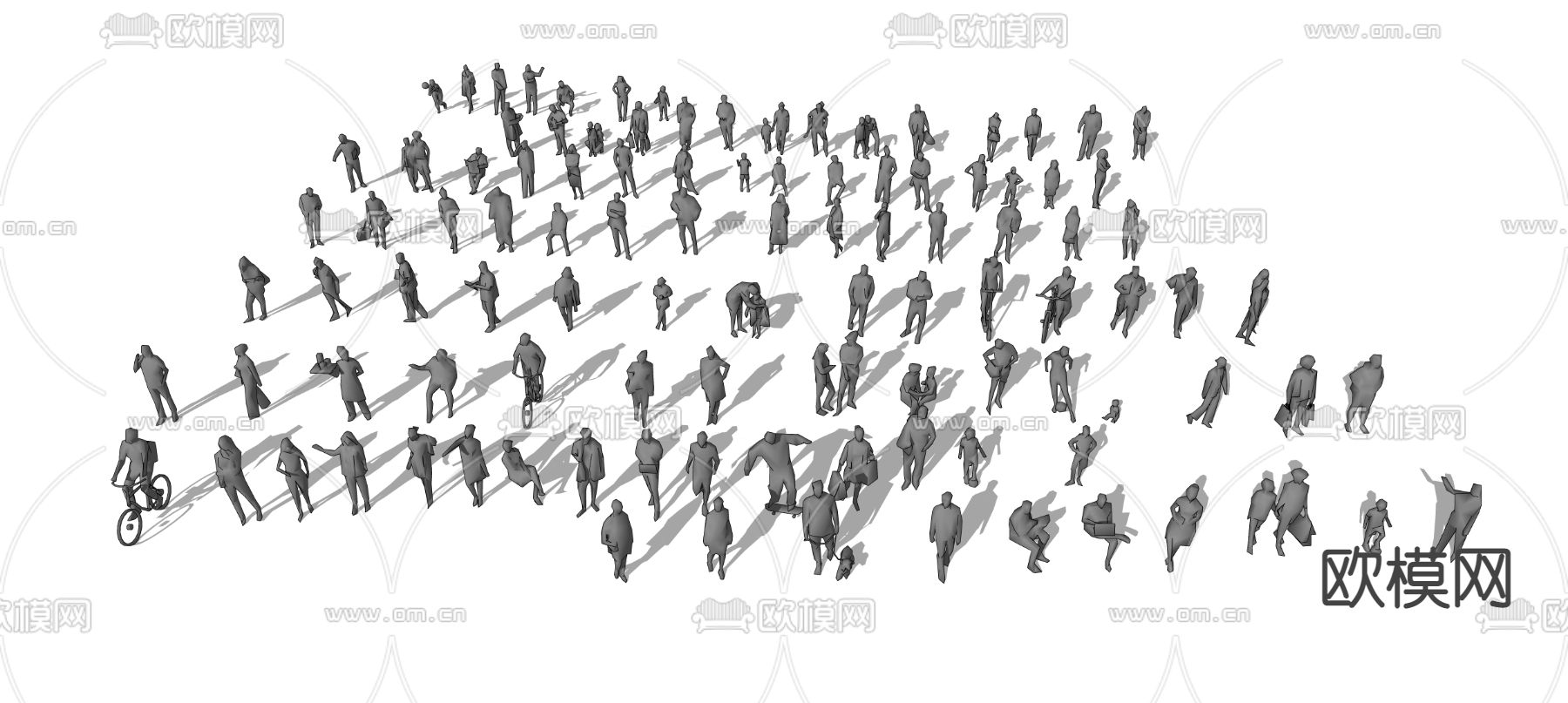 现代黑色立体概念小人su模型下载（渲染图3）