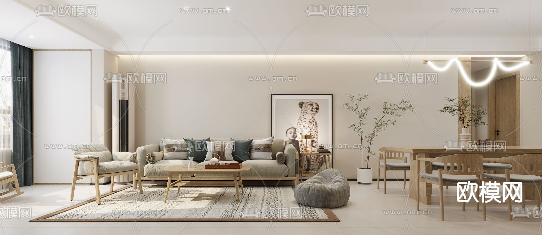 日式客餐厅3d模型下载（渲染图1）