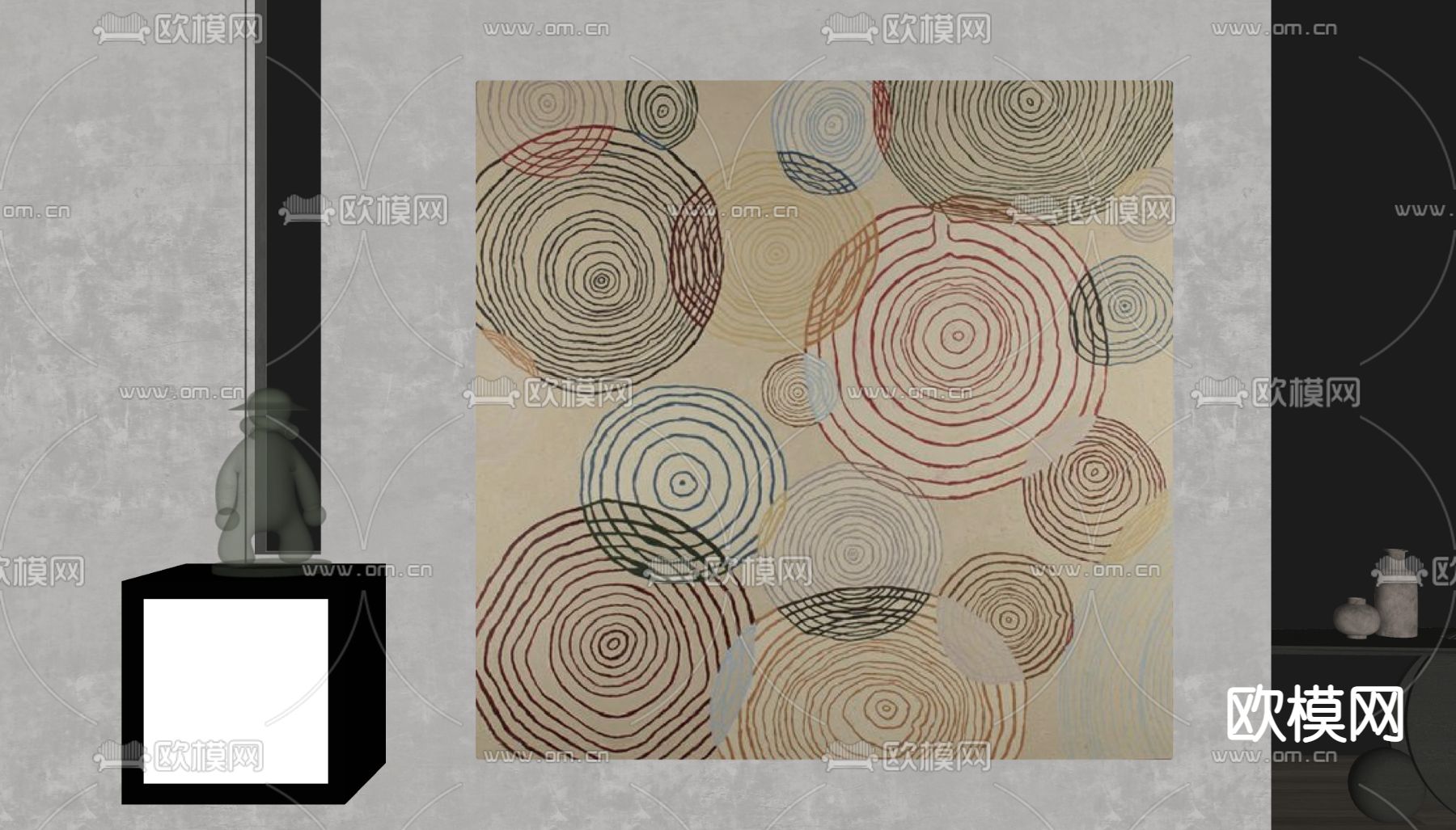 侘寂风抽象装饰画su模型