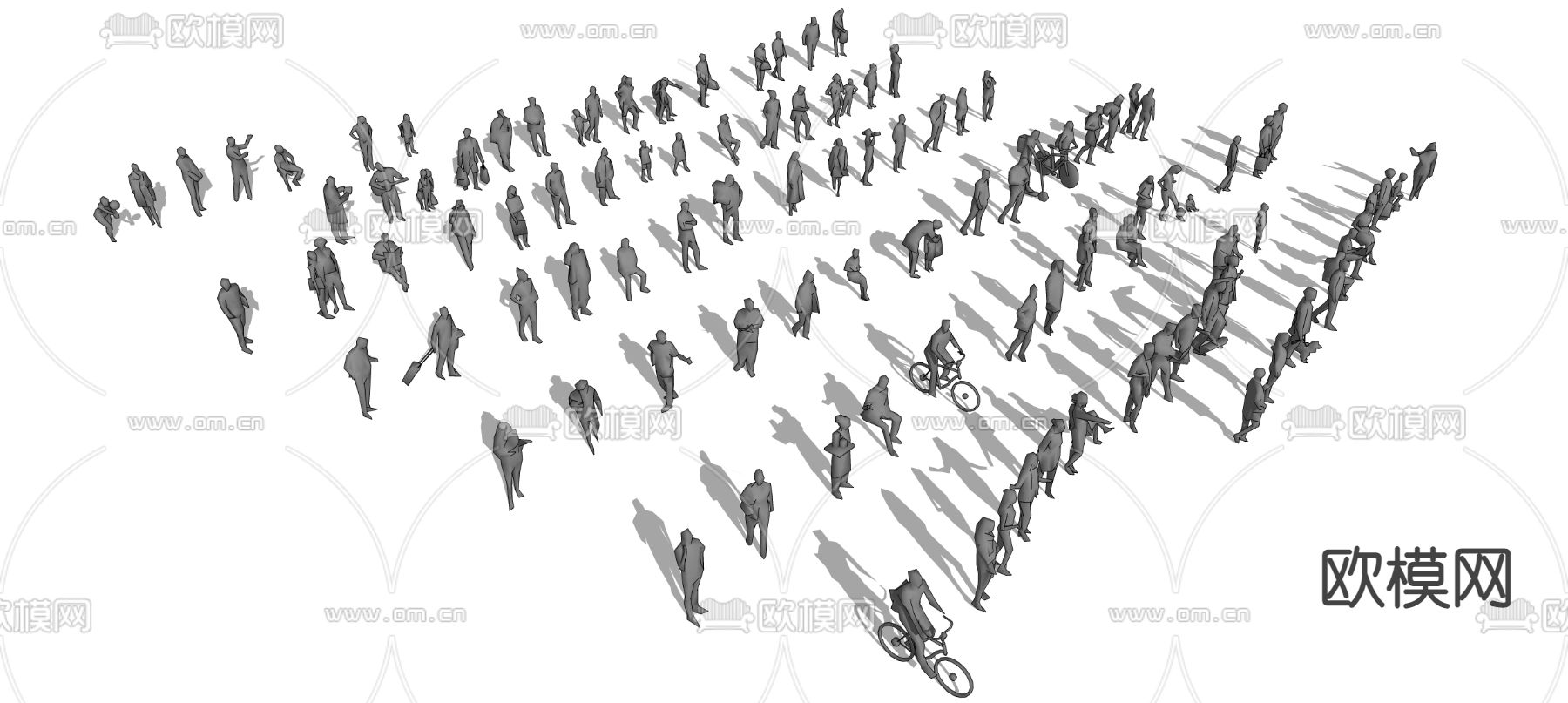 现代黑色立体概念小人su模型下载（渲染图2）