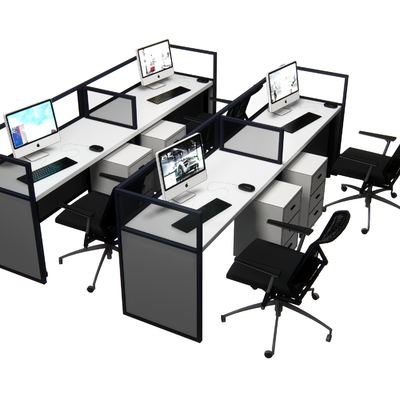  现代员工办公桌椅su模型 