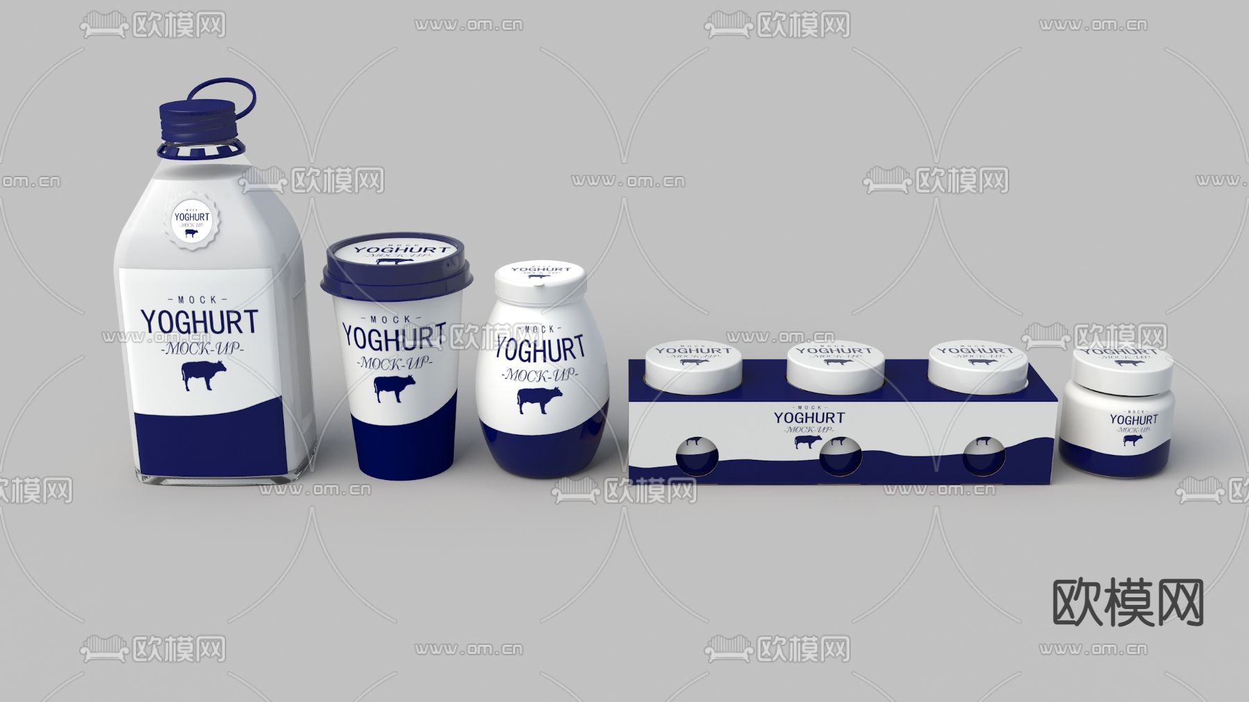 现代酸奶包装3d模型下载