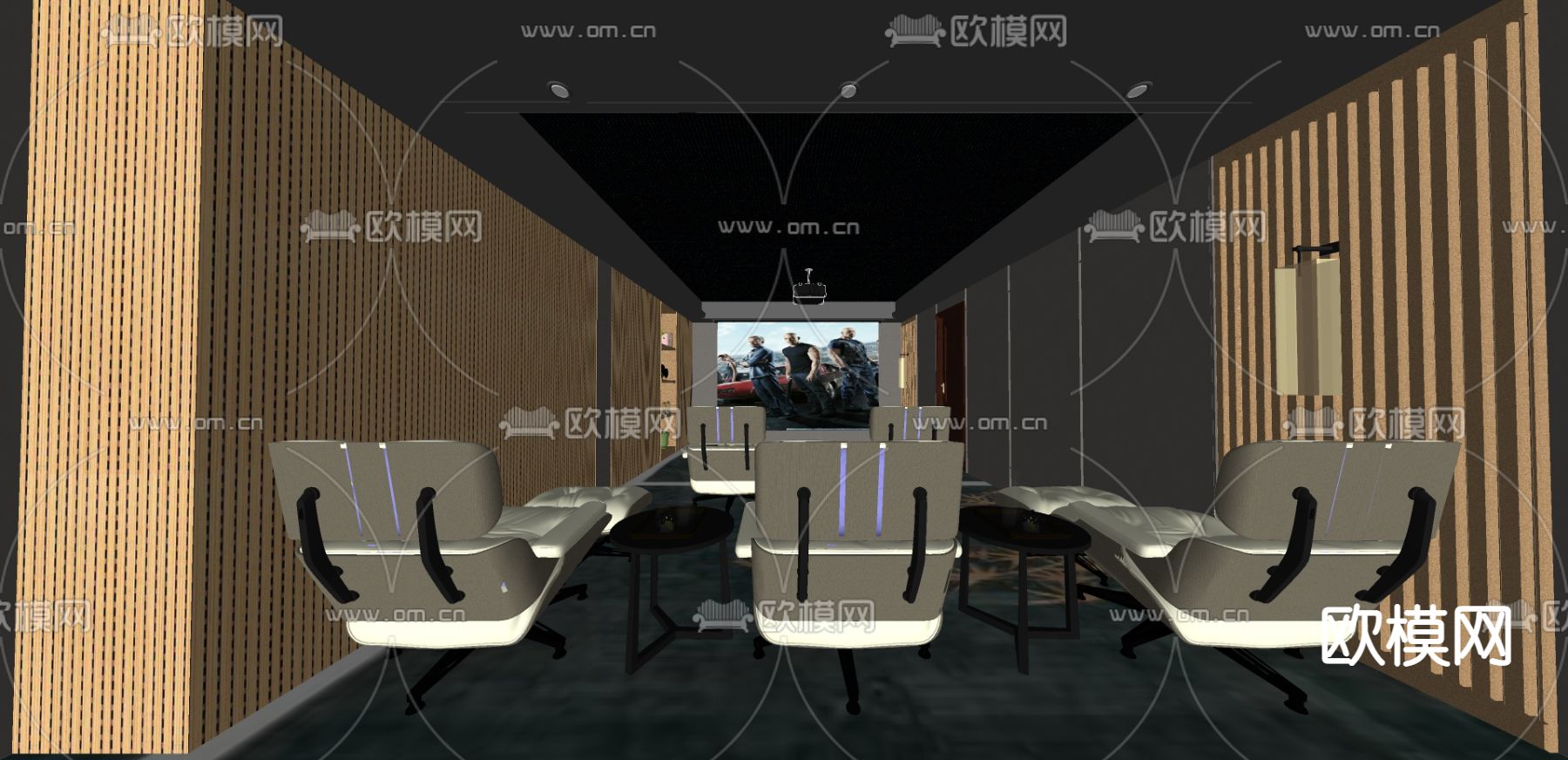 现代影音室su模型下载