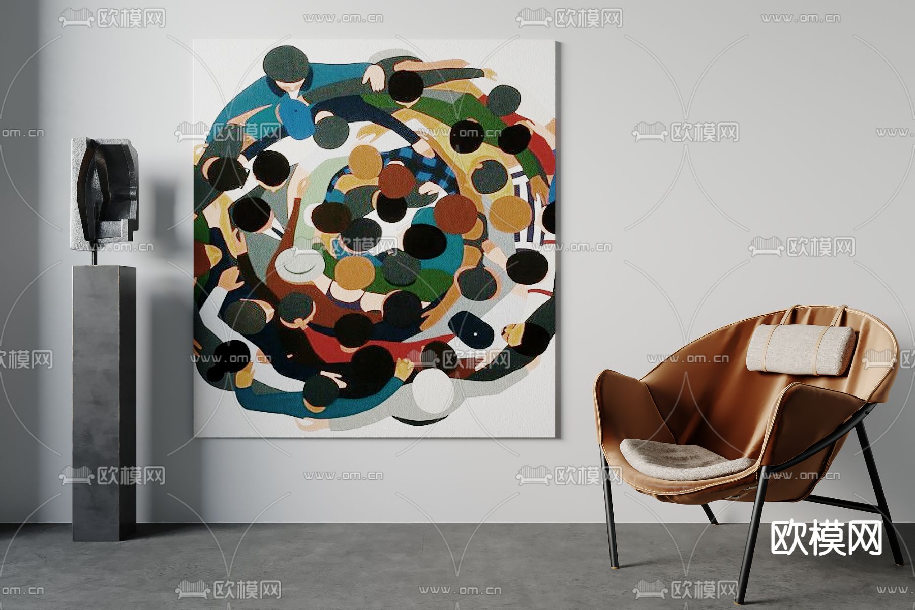 现代抽象装饰画su模型