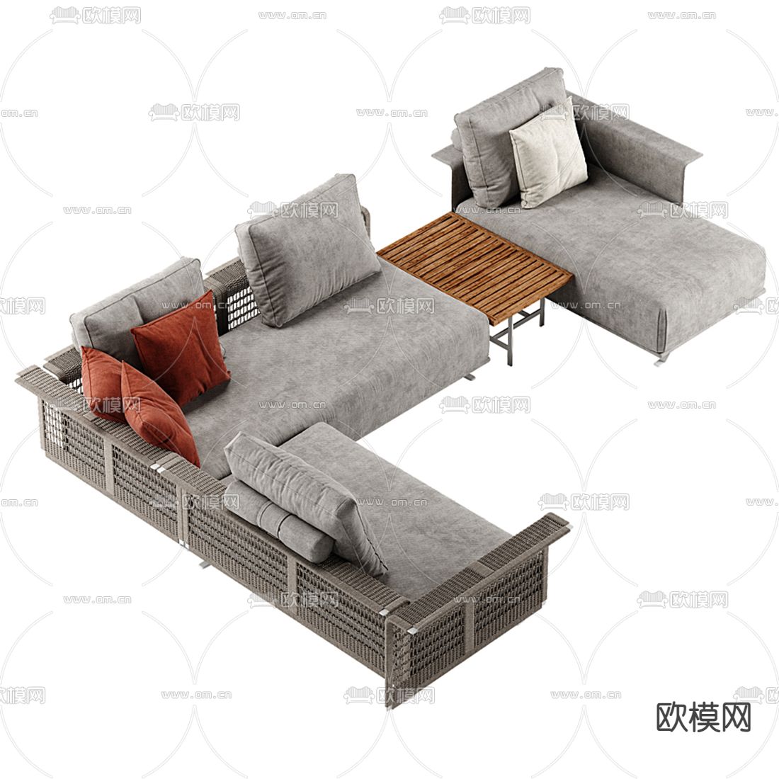 Poltrona Frau 布艺转角沙发33d模型下载（渲染图2）