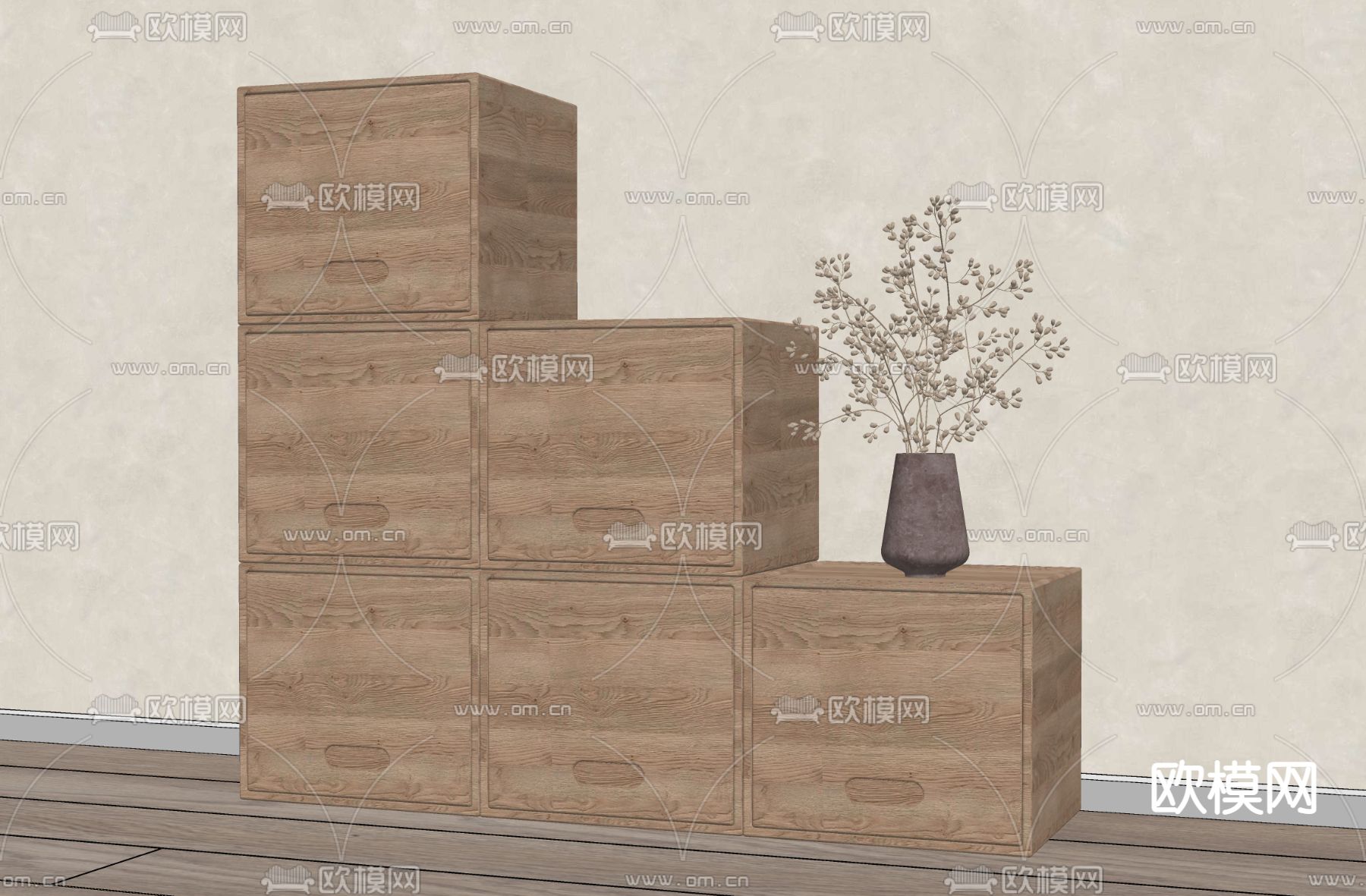 北欧储物柜su模型下载（渲染图2）