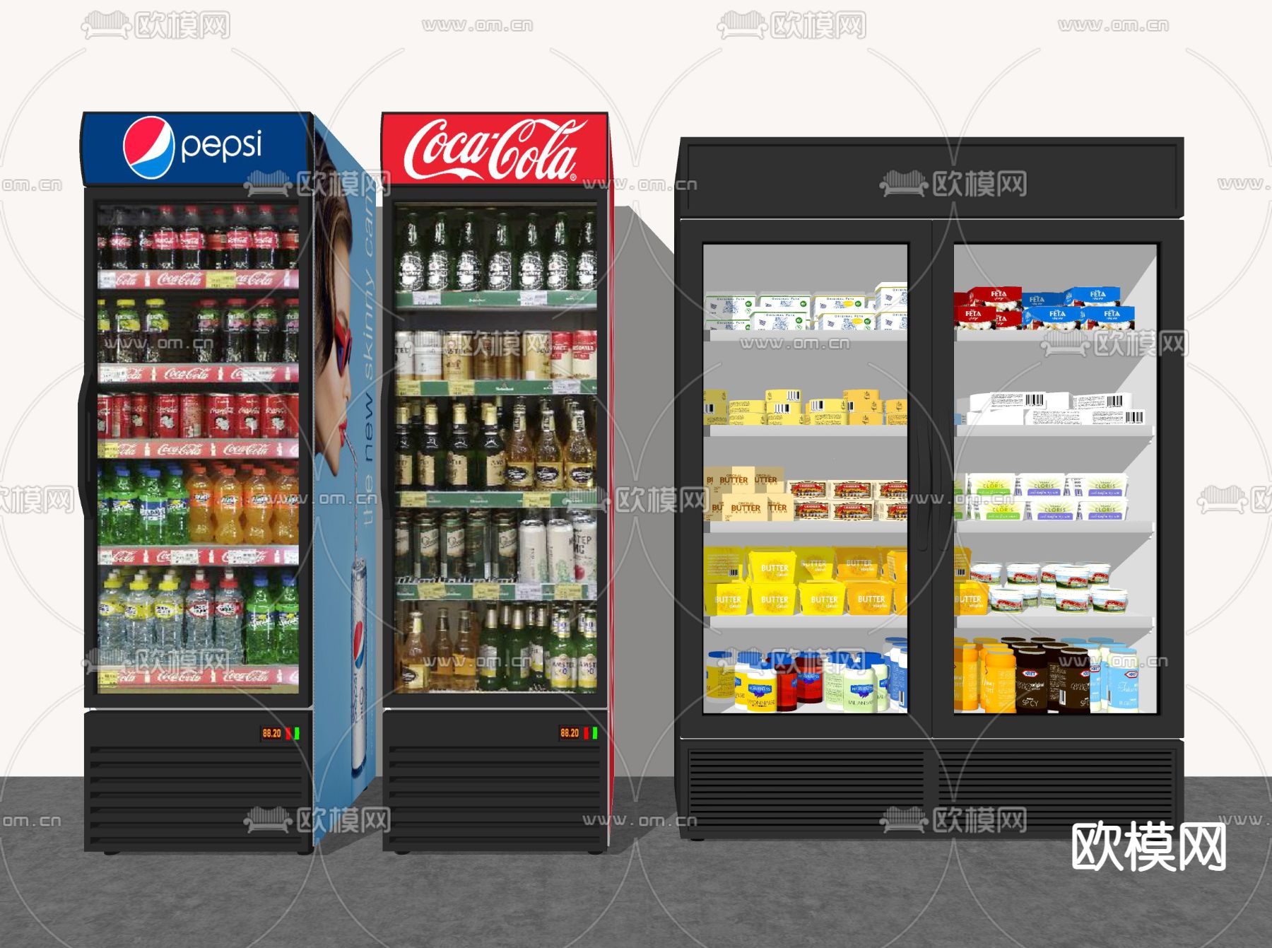 冰柜冷藏柜su模型下载（渲染图2）