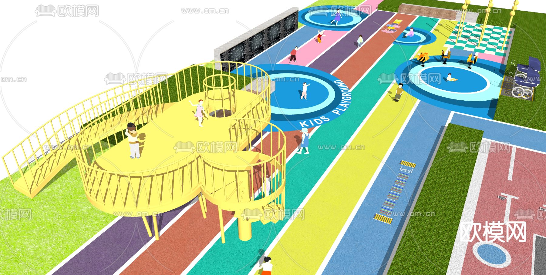 现代儿童游乐区su模型下载（渲染图3）