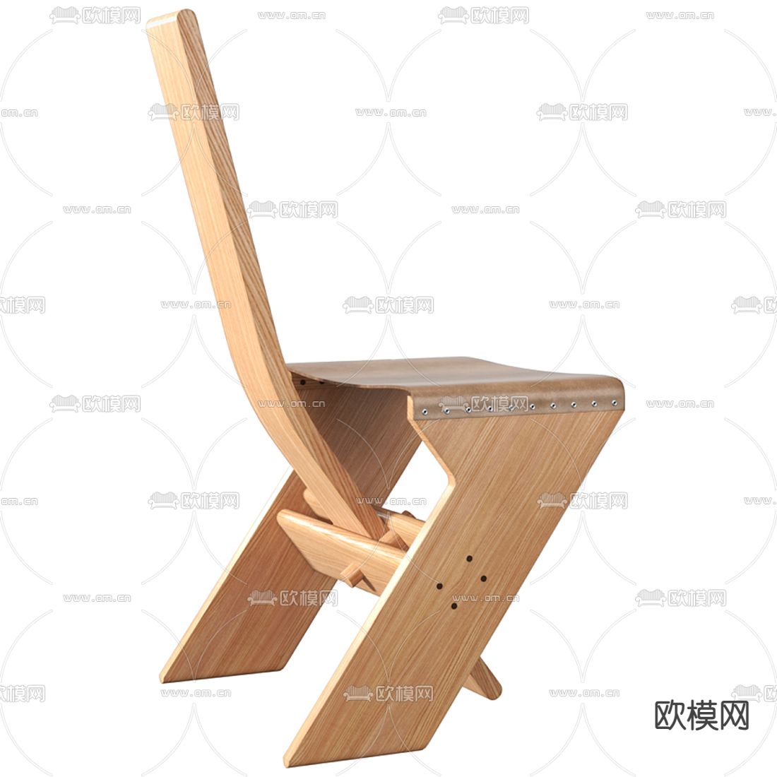 北欧实木单椅3d模型下载（渲染图2）