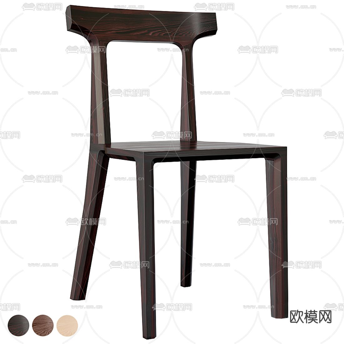 北欧实木单椅3d模型下载
