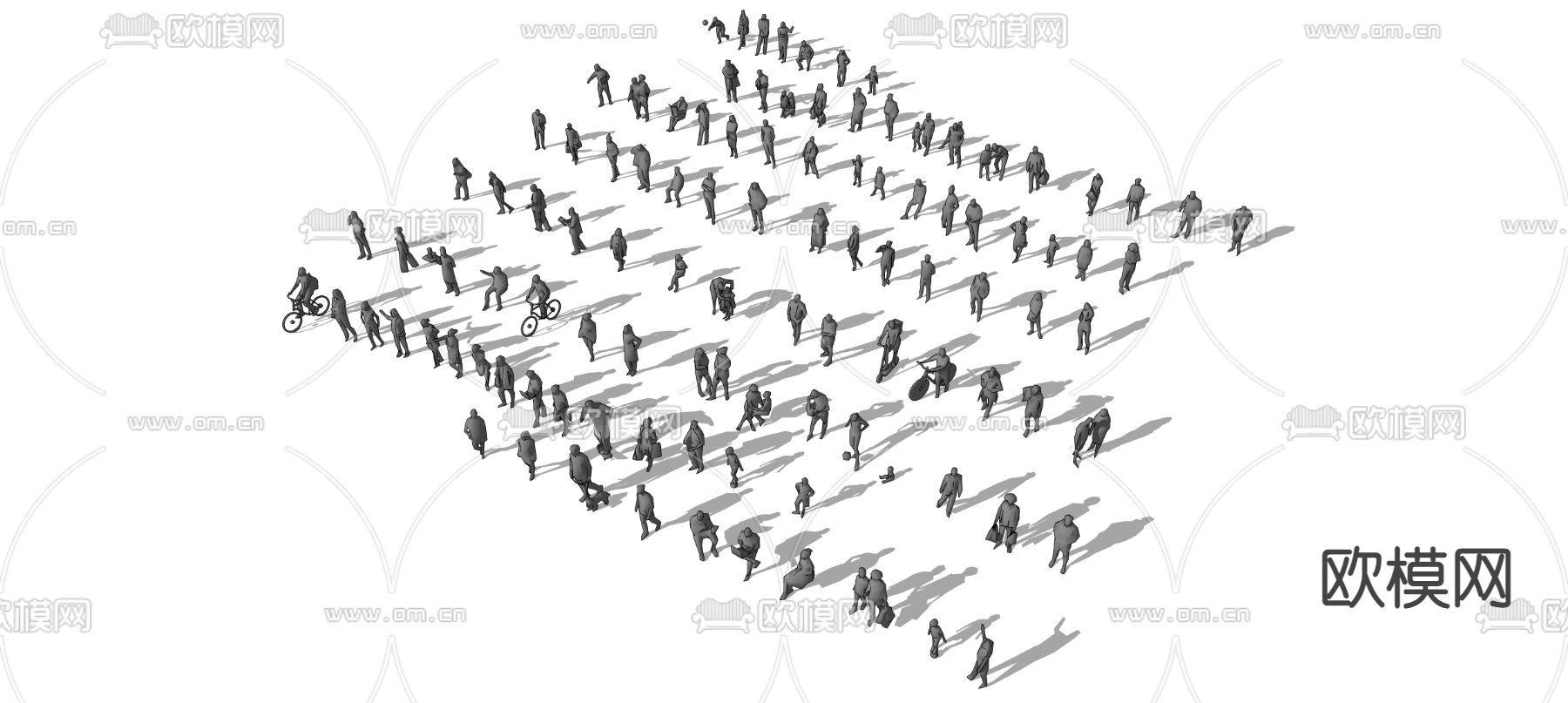 现代黑色立体概念小人su模型下载（渲染图1）