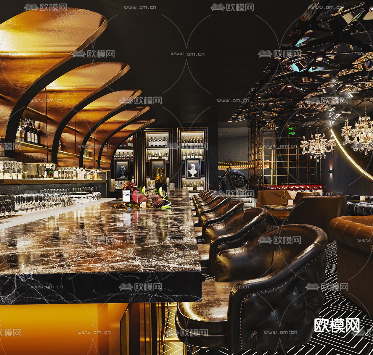 现代威士忌音乐酒吧3d模型