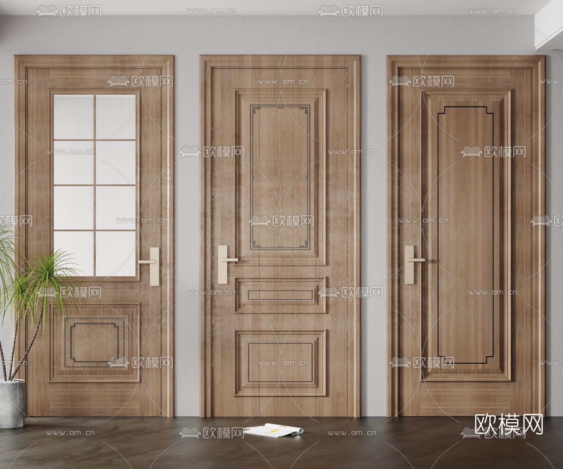 现代单开门房门3d模型下载