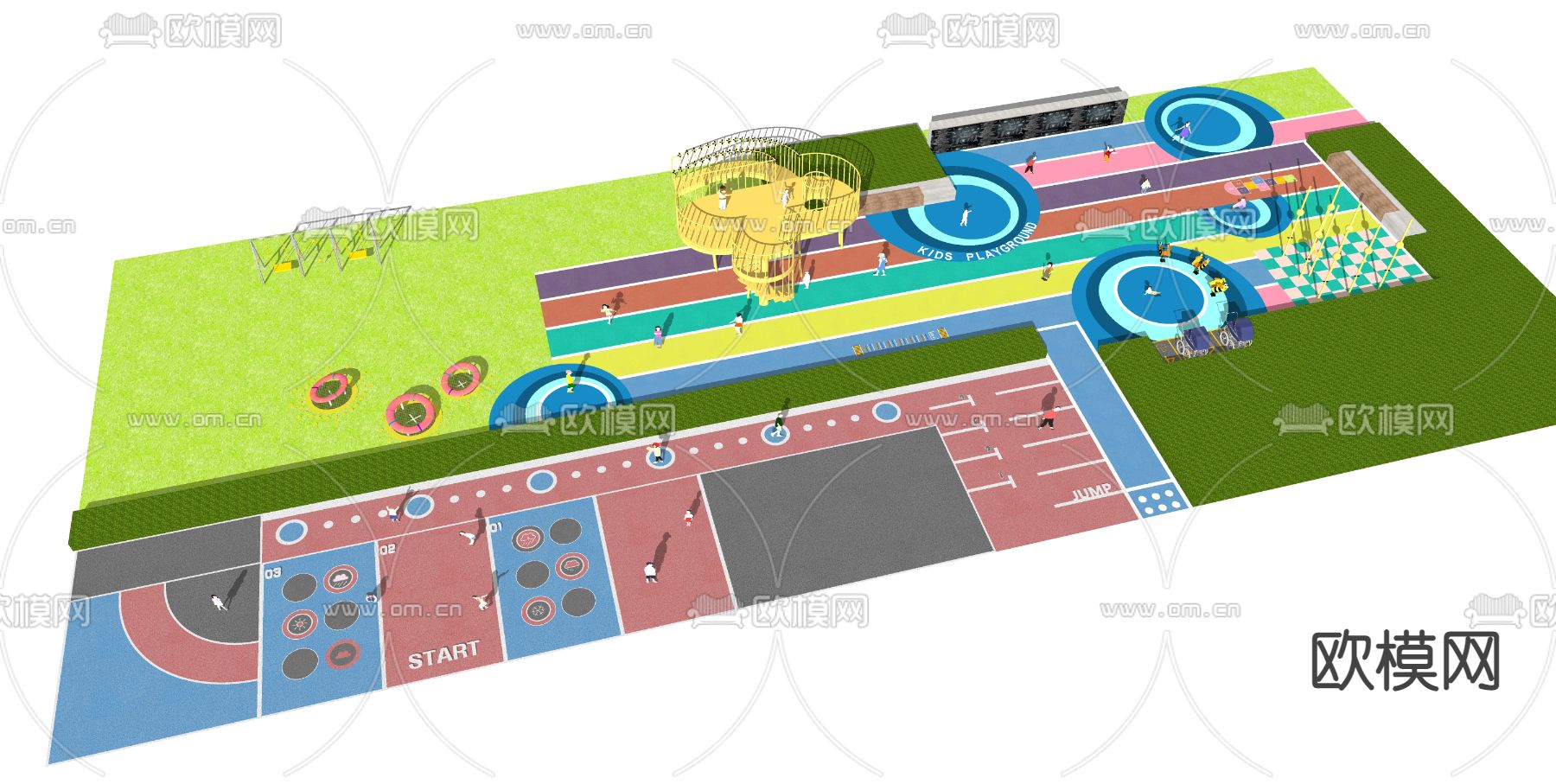 现代儿童游乐区su模型下载（渲染图1）