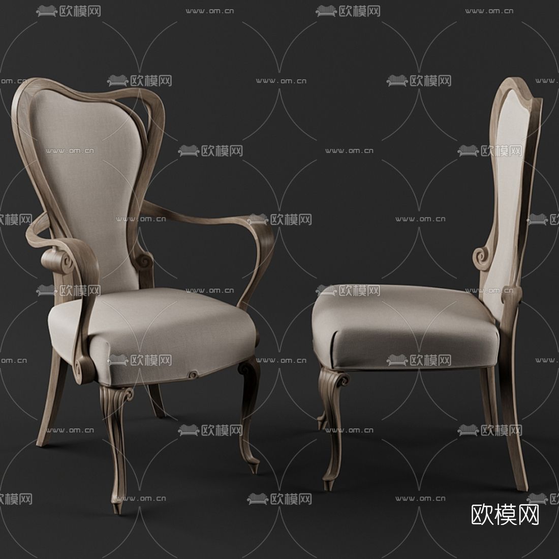 欧式餐椅单椅3d模型下载_ID12021698_3dmax免费模型-欧模网