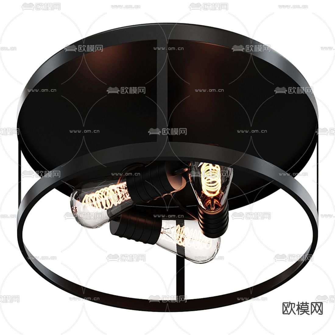 工业风金属灯泡吸顶灯3d模型下载