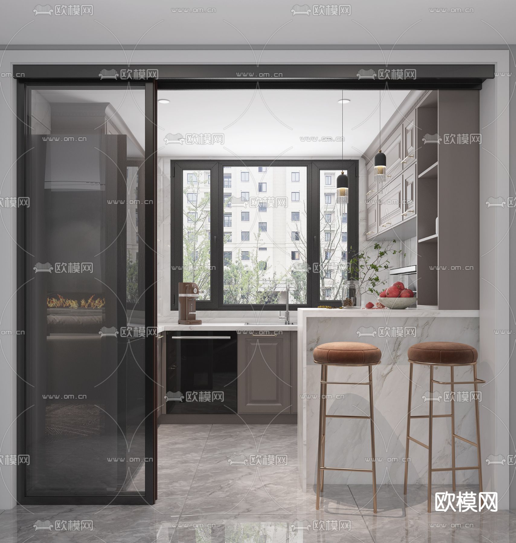 法式厨房su模型