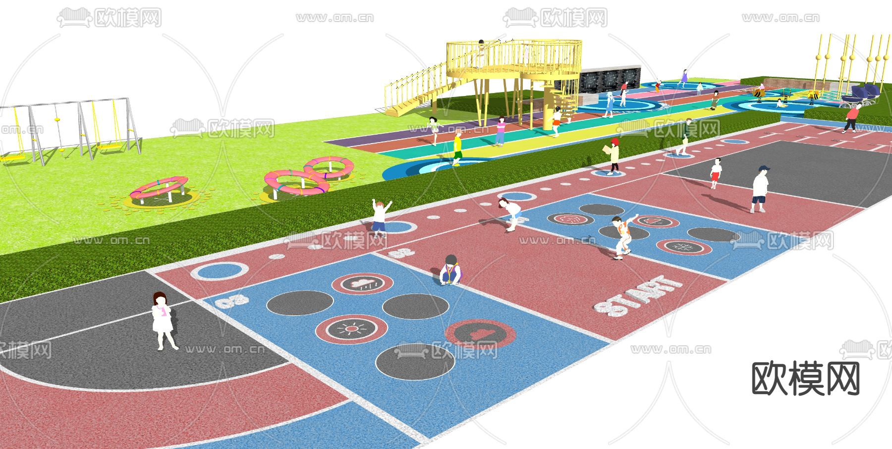 现代儿童游乐区su模型下载（渲染图2）