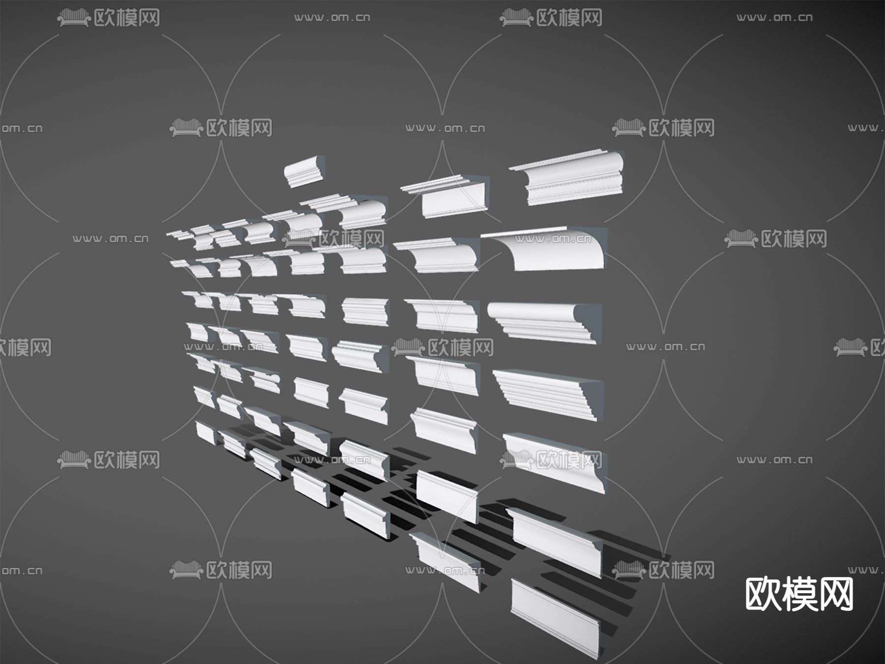 现代石膏线条3d模型下载（渲染图2）