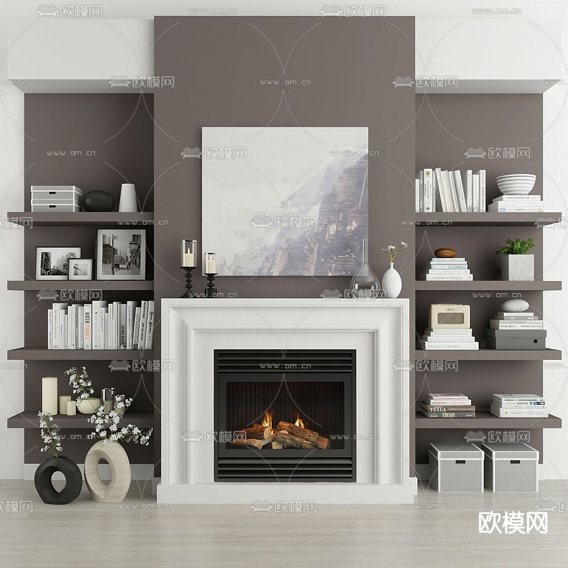 现代简约壁炉3d模型下载