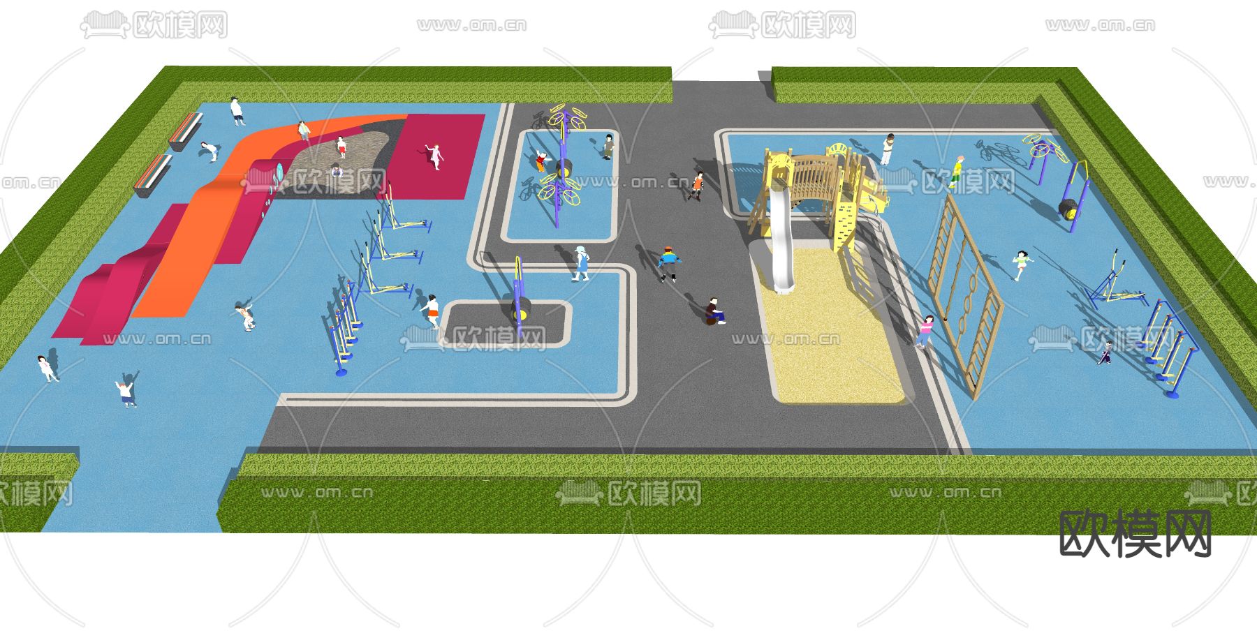 现代儿童游乐区su模型下载（渲染图4）