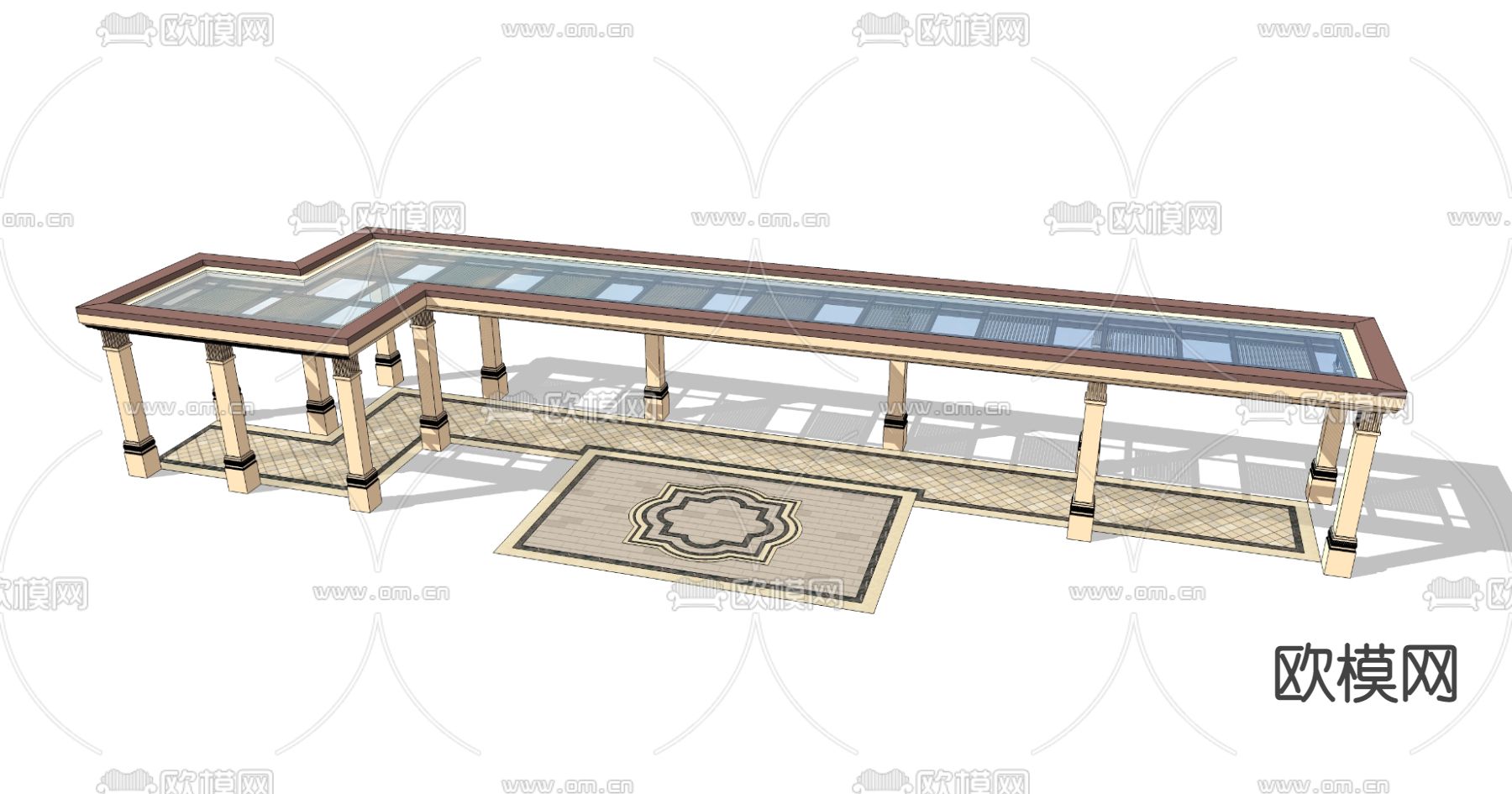 欧式廊架凉亭su模型下载（渲染图1）
