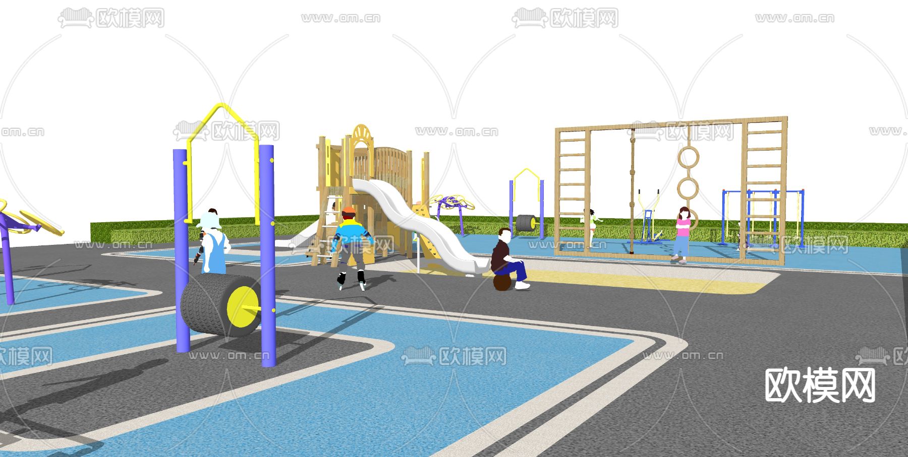 现代儿童游乐区su模型下载（渲染图2）