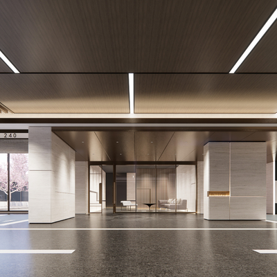  现代室内停车场su模型 