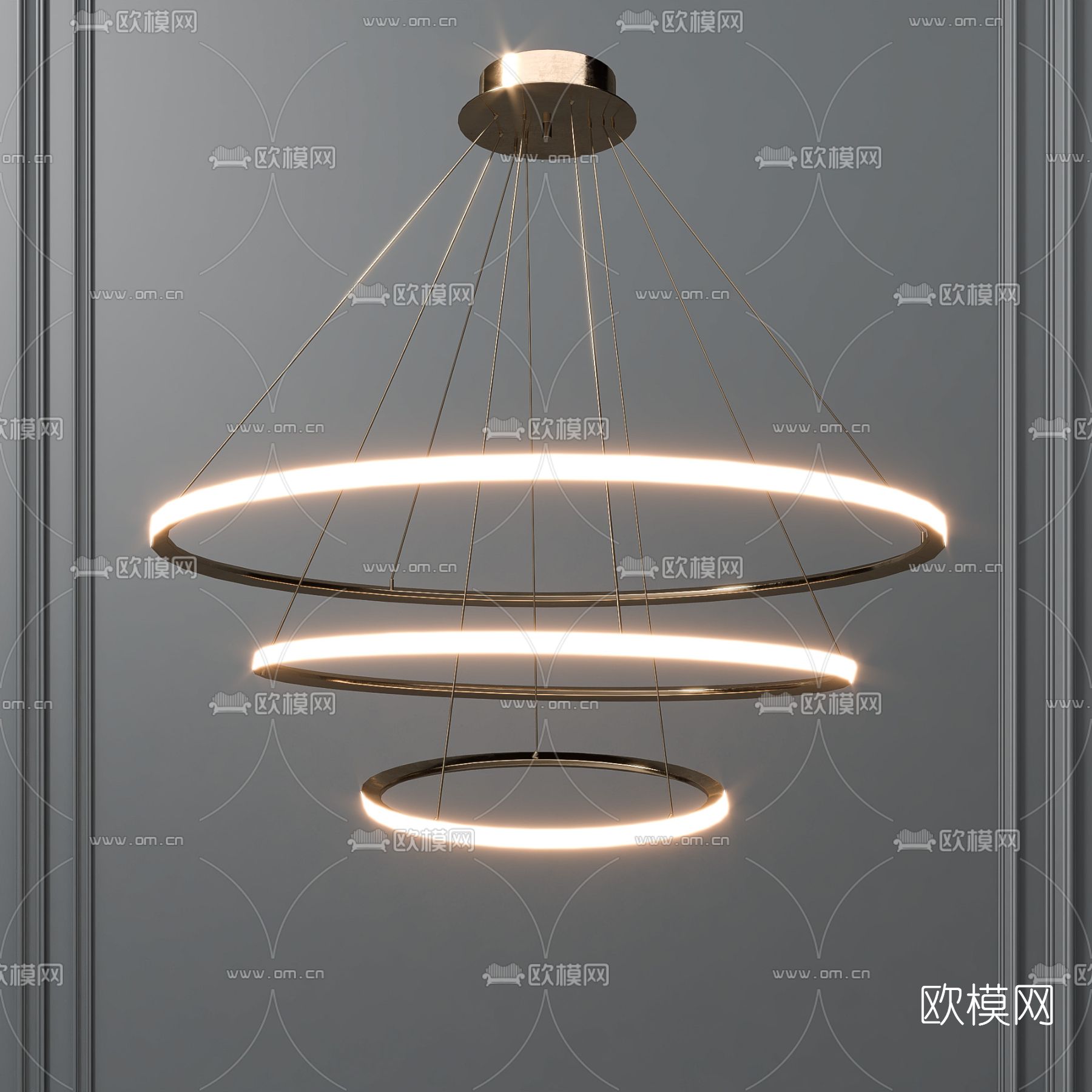 现代环形多层吊灯3d模型下载_ID12019540_3dmax免费模型-欧模网