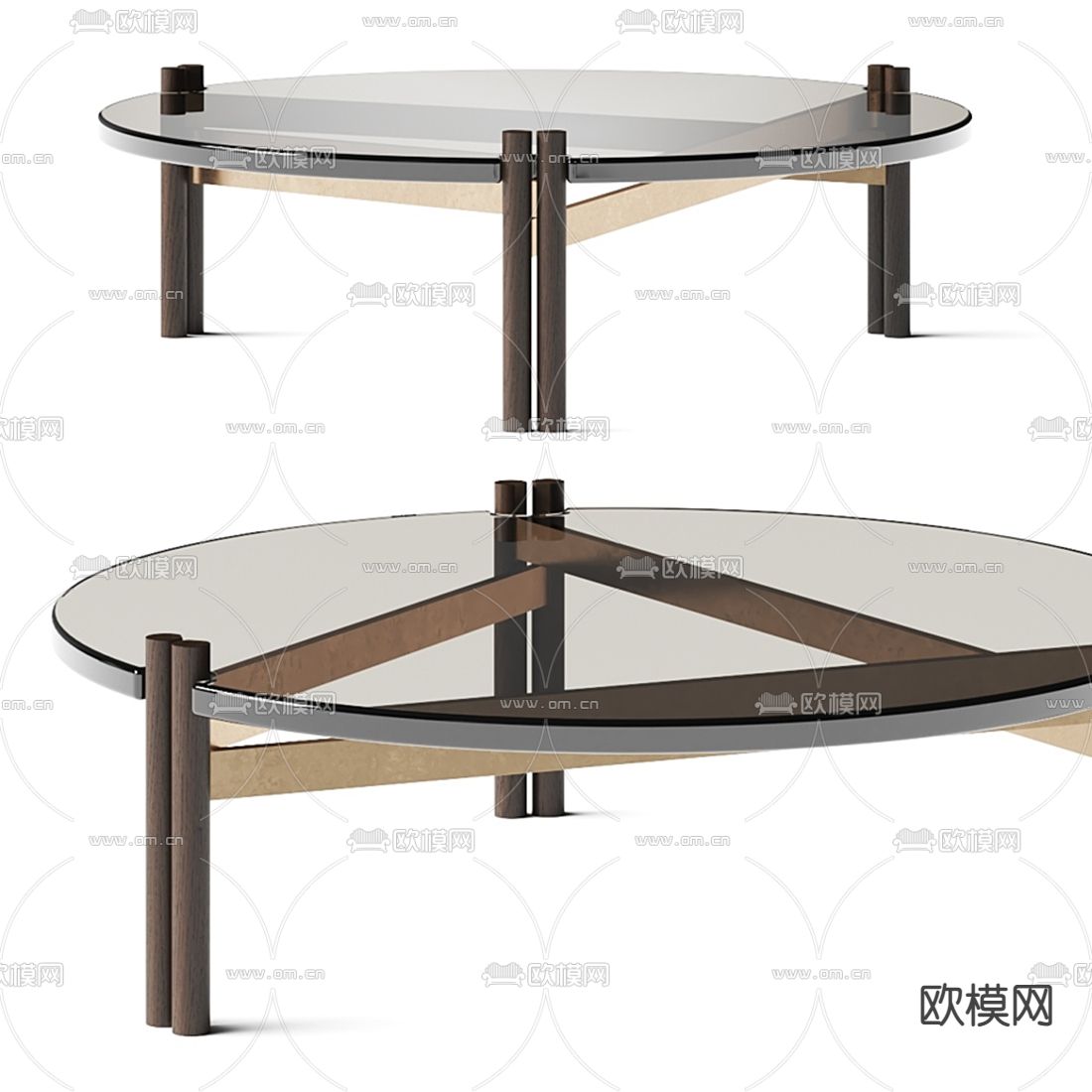 现代玻璃圆形茶几3d模型下载