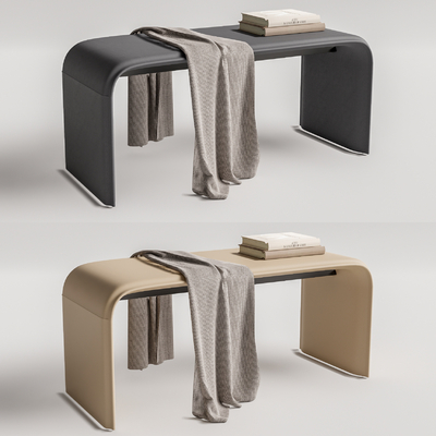 现代皮革床尾凳su模型