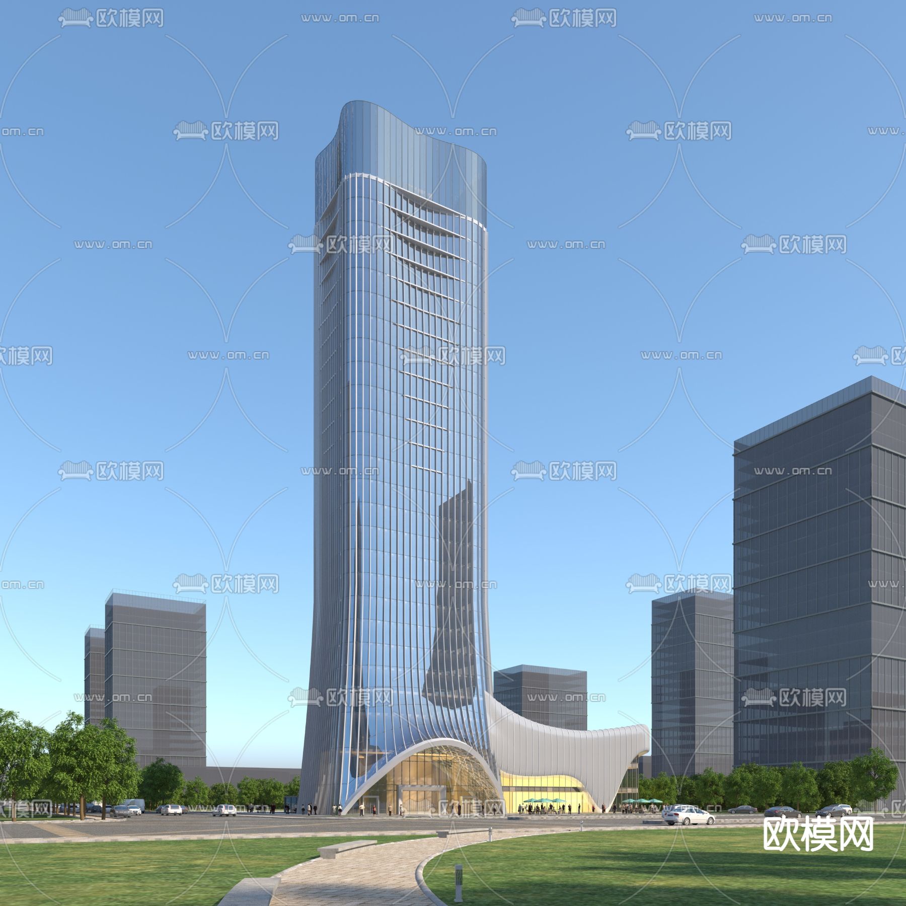 现代办公楼建筑外观3d模型下载