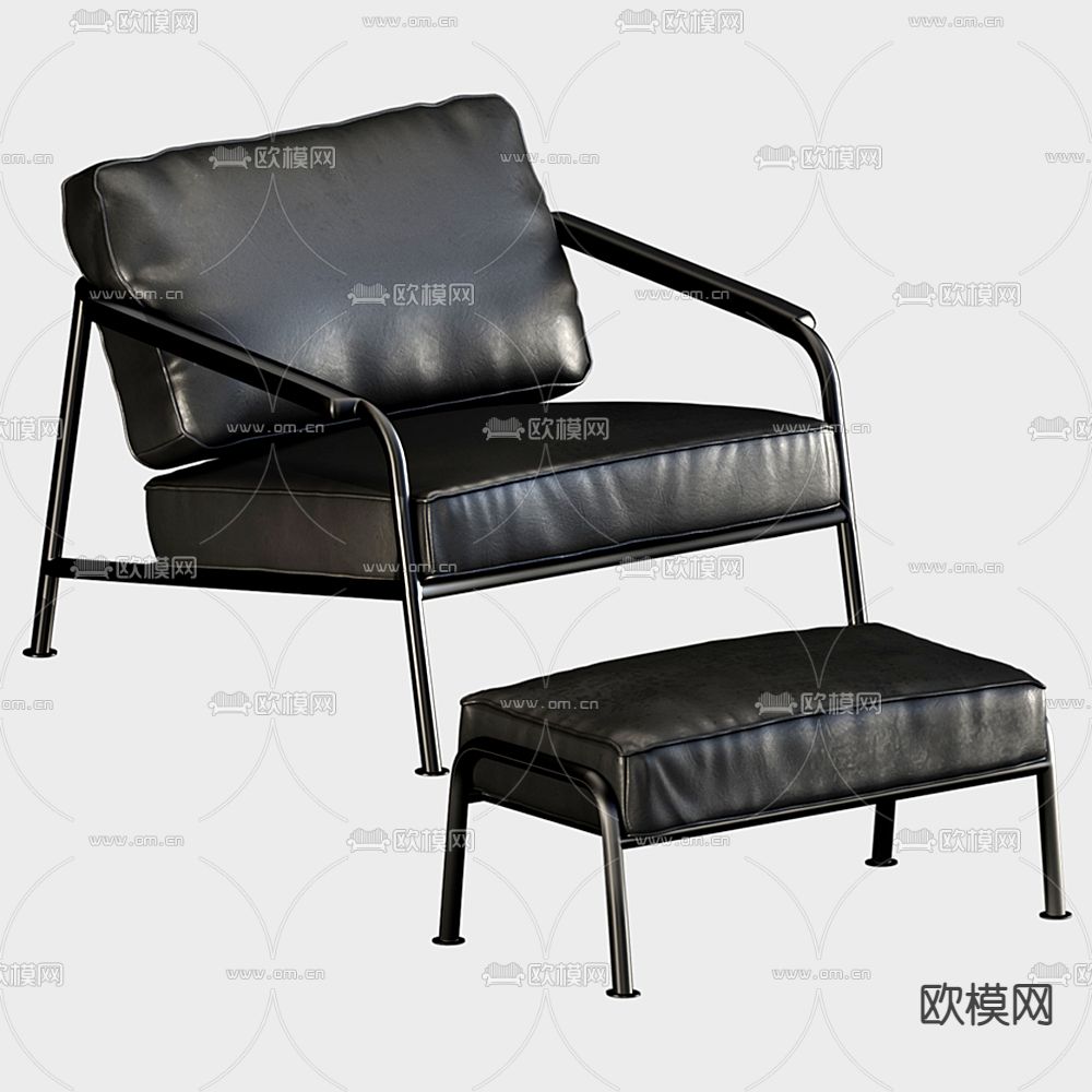 现代皮革休闲椅su模型