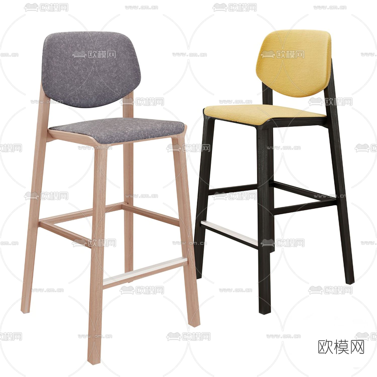 北欧吧台椅3d模型下载
