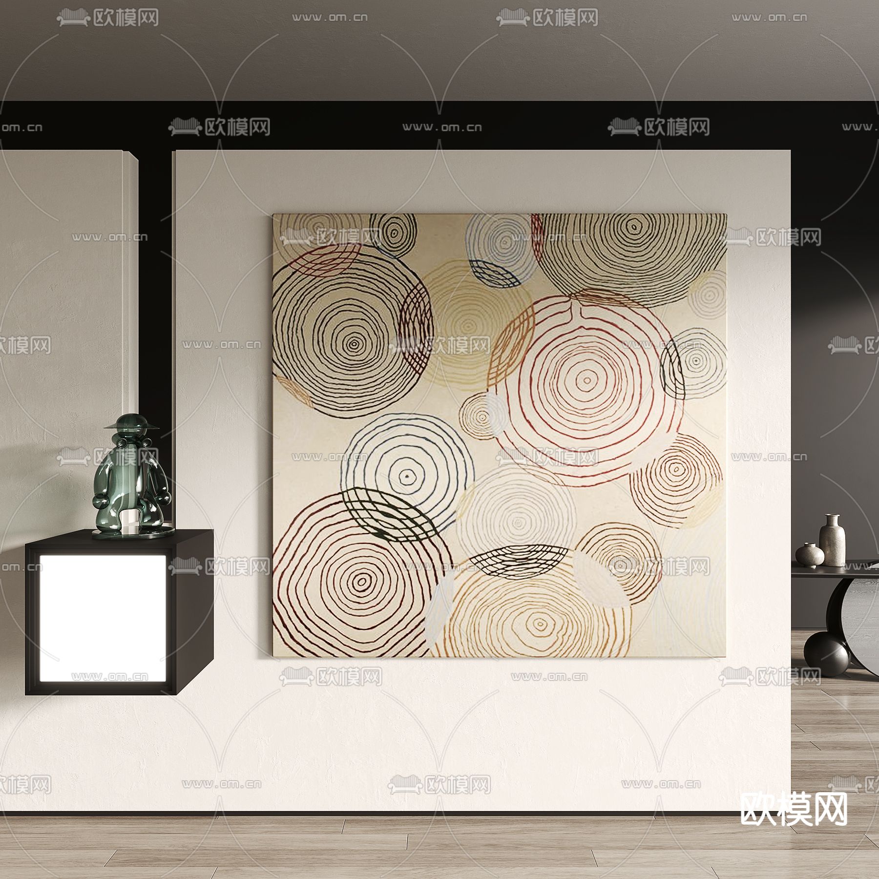 侘寂风抽象装饰画su模型